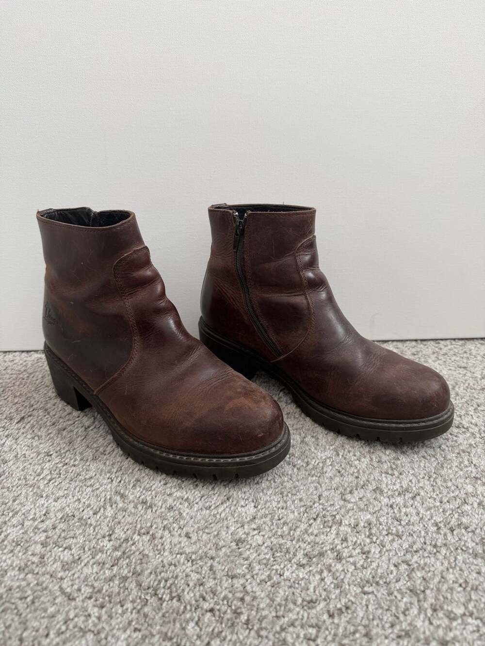 Havana Joe Women's Brown Leather Ankle Boots with Zip Closure and Block Heel, Si